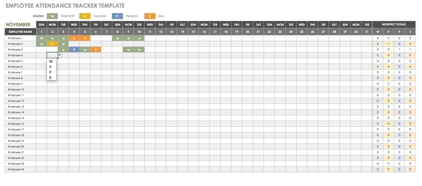 Free Human Resources Templates In Excel in Calendar For Employees Vacation List