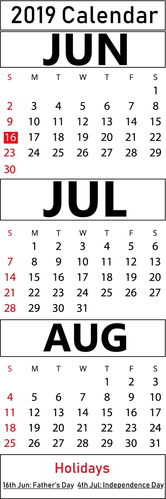 Free June &amp; July &amp; August 2019 Printable Blank Calendar Templates with regard to Small Calender For July And Agust