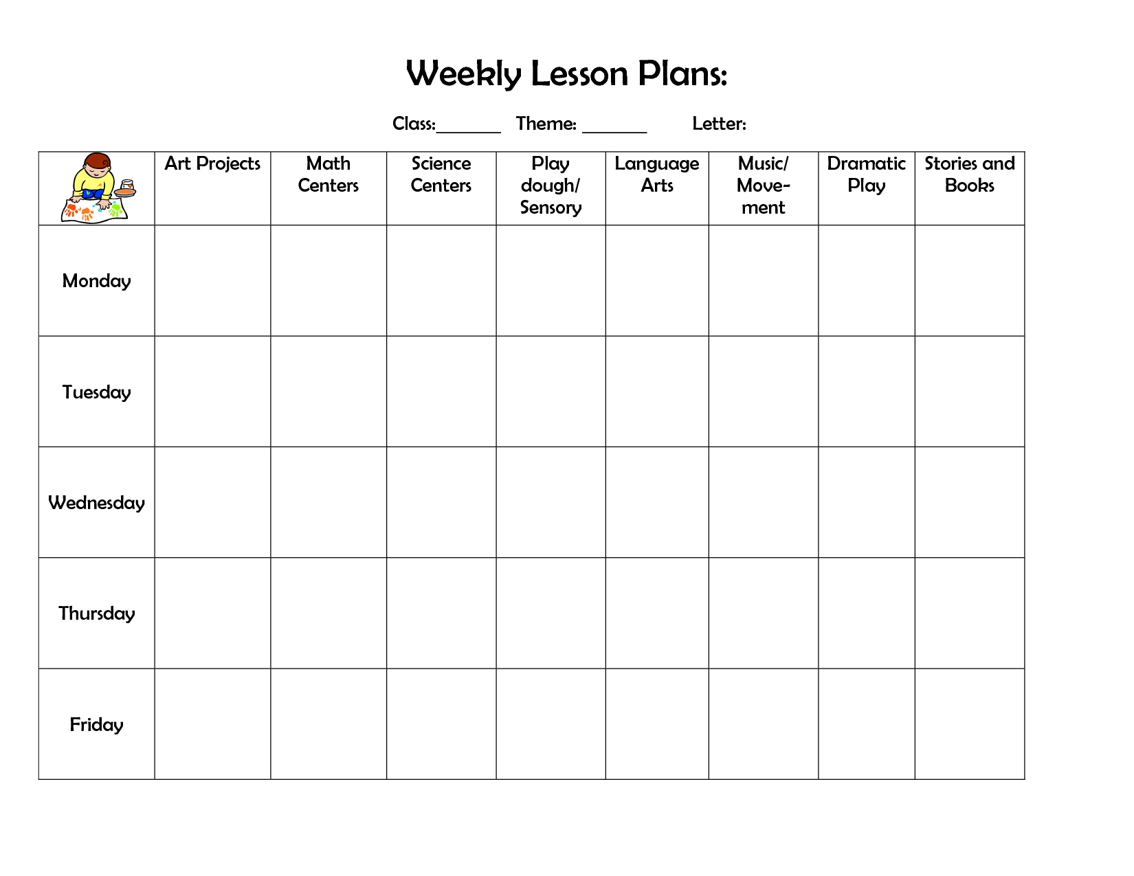 One Year Calendar Lesson Plan Templates