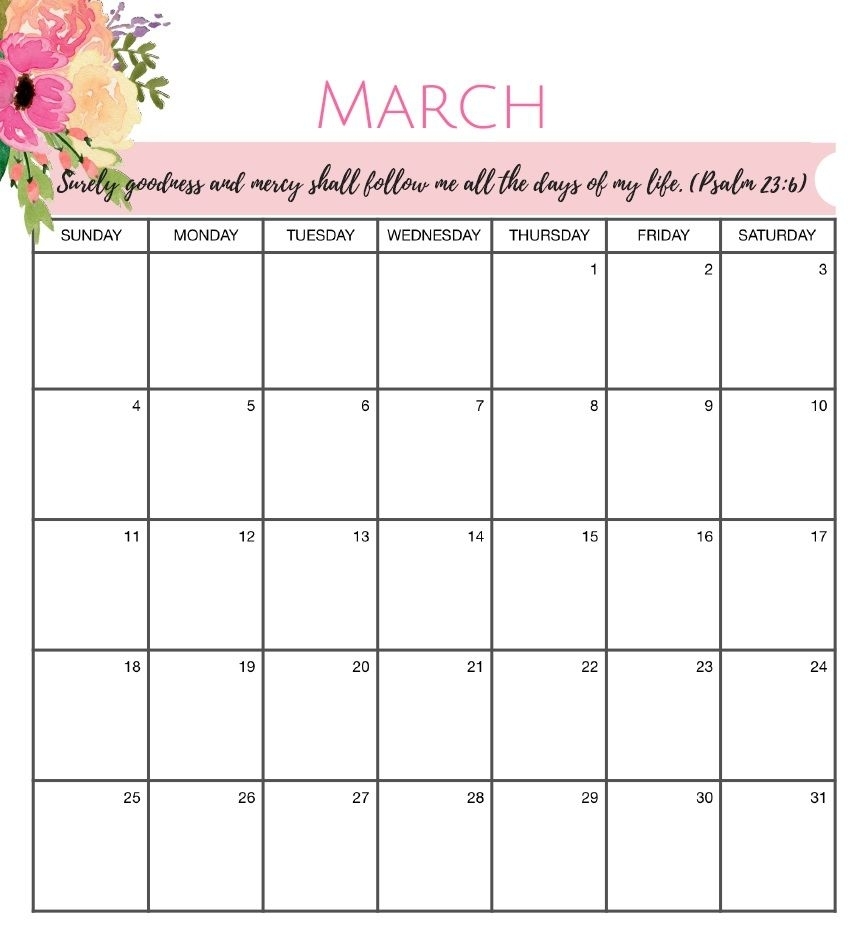 Free March 2018 Calendar Blank Template | Calendar Designs | Free regarding Free Printable Blow Up Calendar