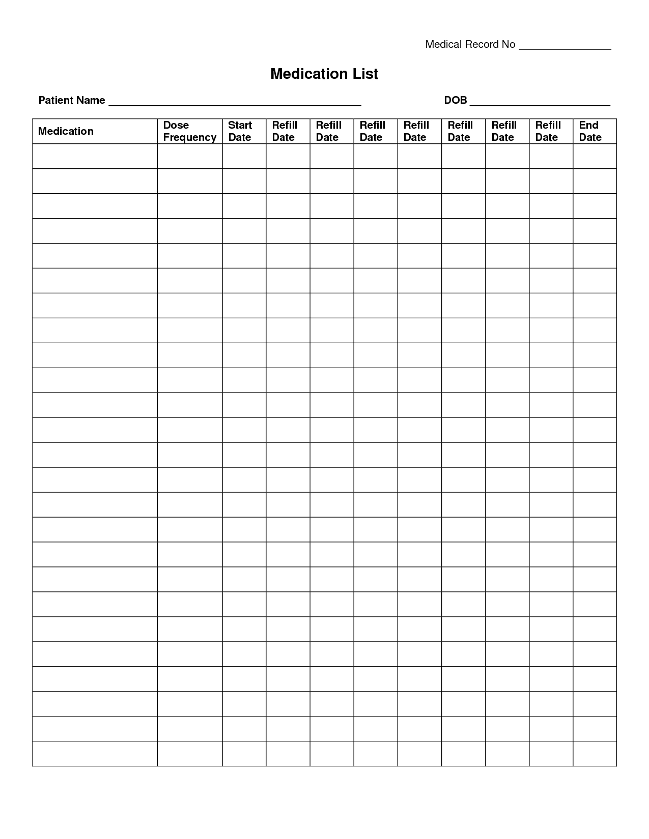 Free Medication Administration Record Template Excel - Yahoo Image with regard to Printable 30 Day Medication Sheet