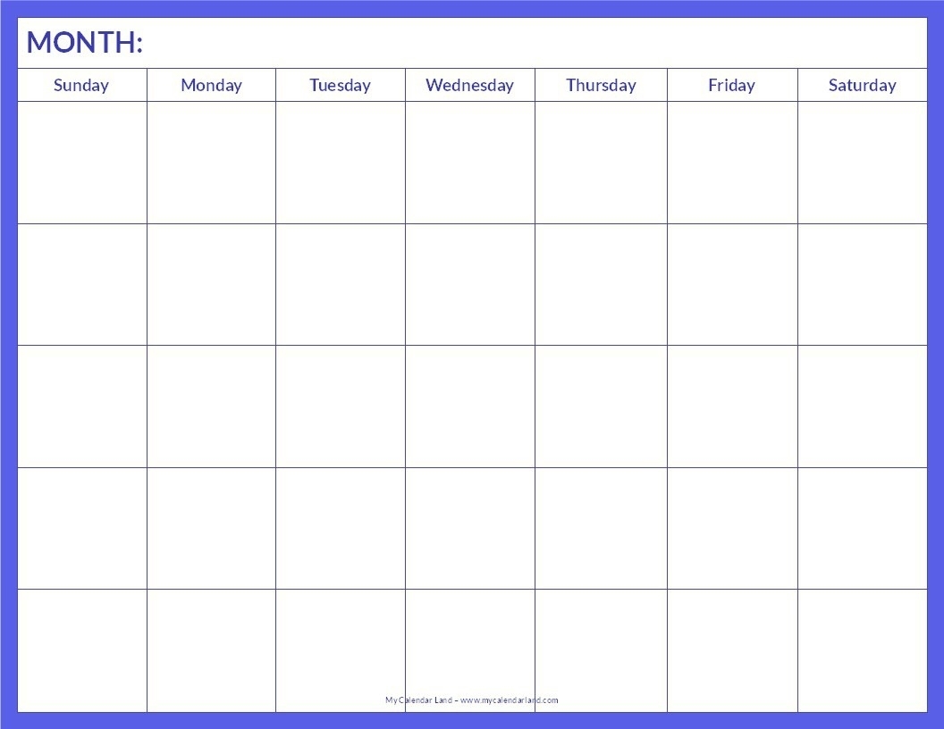 Free Monthly Blank Calendar Template Printable Pdf Word Excel Notes inside Blank Monthly Calendar Template Pdf