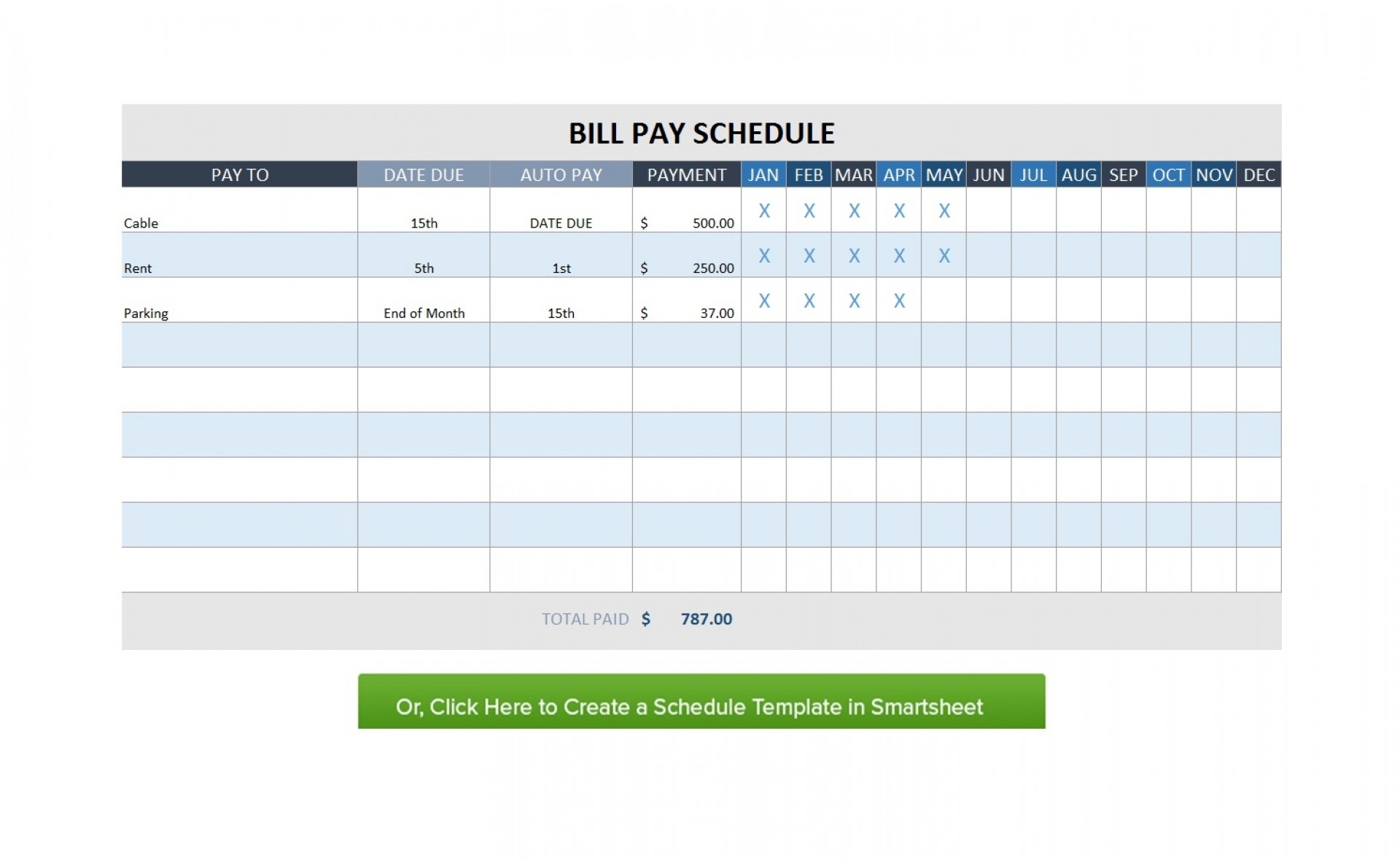 Free Monthly Schedule Ate Bill Planner Excel With Payment Plus with Printable Bill Month Calendar Pages