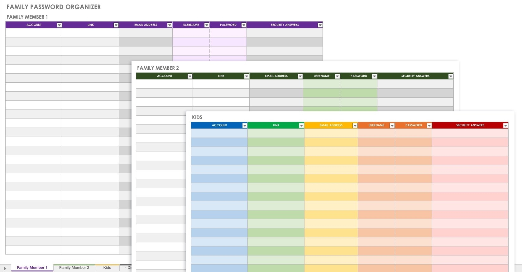 Free Password Templates And Spreadsheets | Smartsheet with regard to Microsoft Excel Bill Organizer Blank