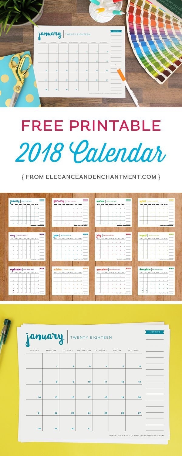 Free Printable 2018 Calendar | Get Organized! | Calendar, Calendar with Free Printable Year Long Calendar