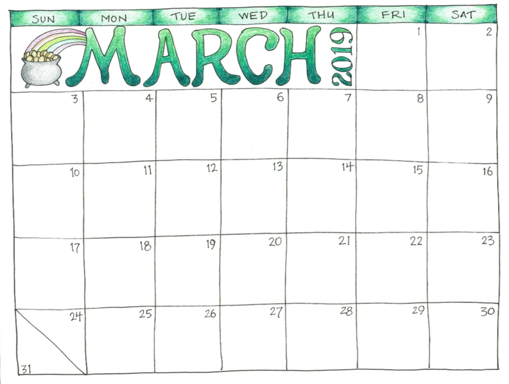 Free Printable 2019 Scrapbooking Calendars | Calendars | March with regard to March Childrens Calendar Watercolor Png