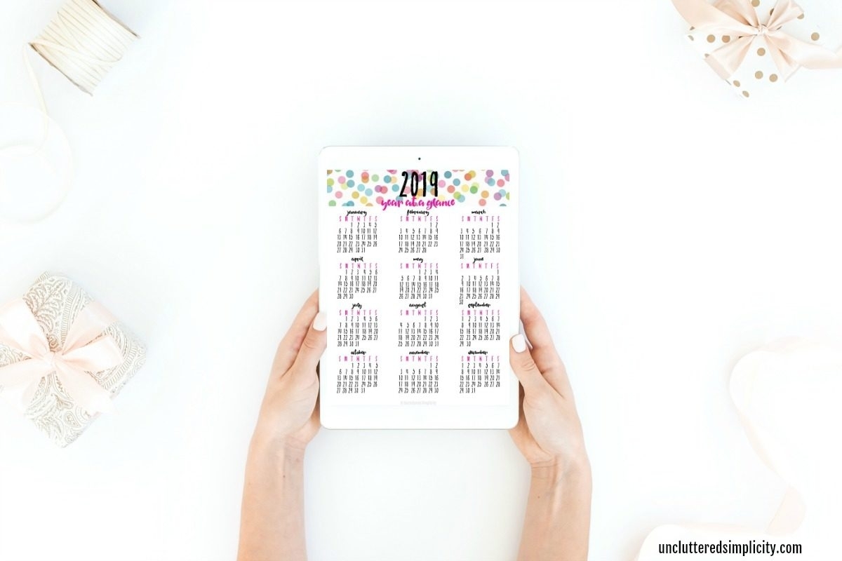 Free Printable 2019 Year At A Glance Calendar To Plan Your Year within Year At A Glance Free