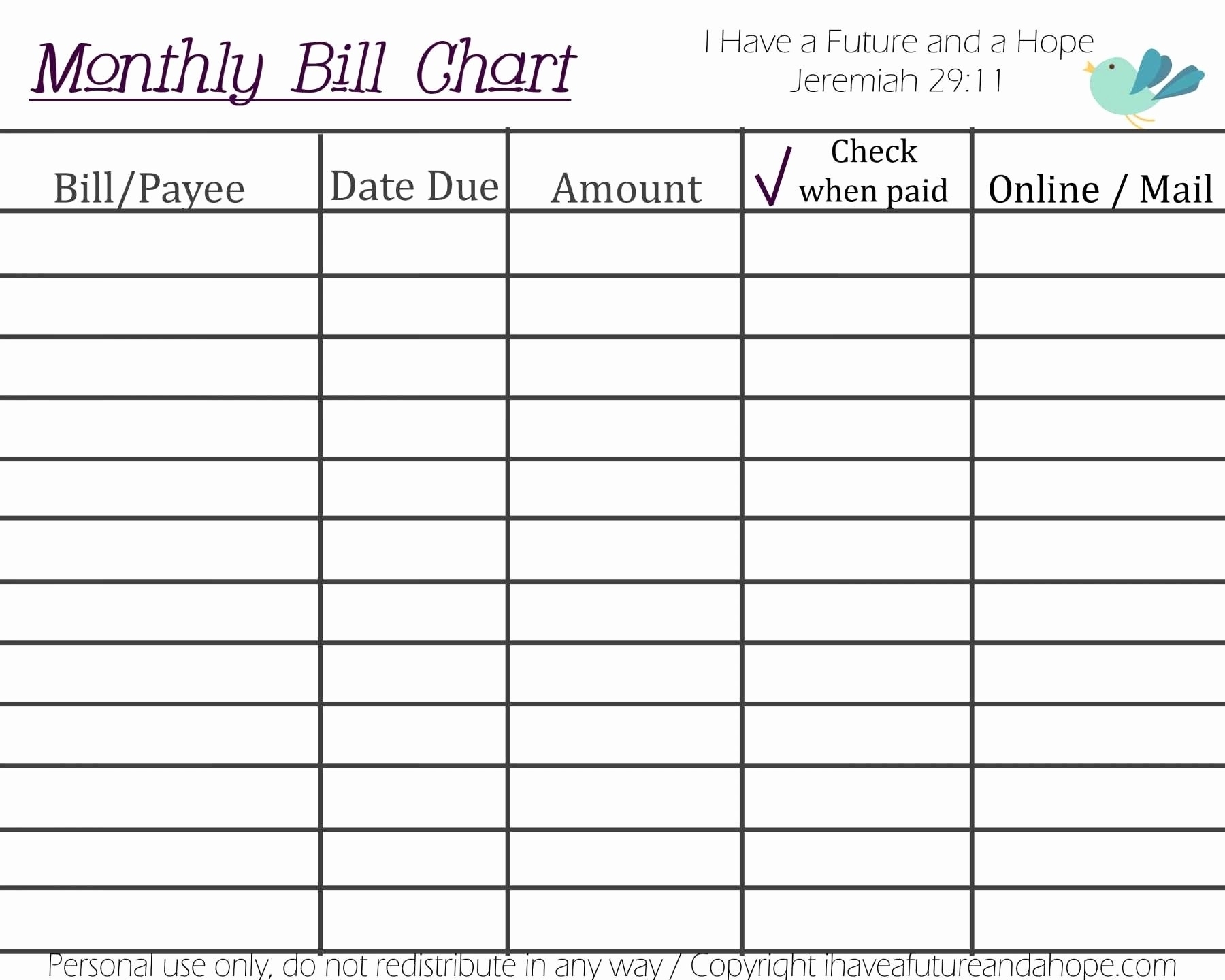 Free Printable Bill Payment List Holidays Calendar Mplate Checklist for Free Printable Bill Payment List