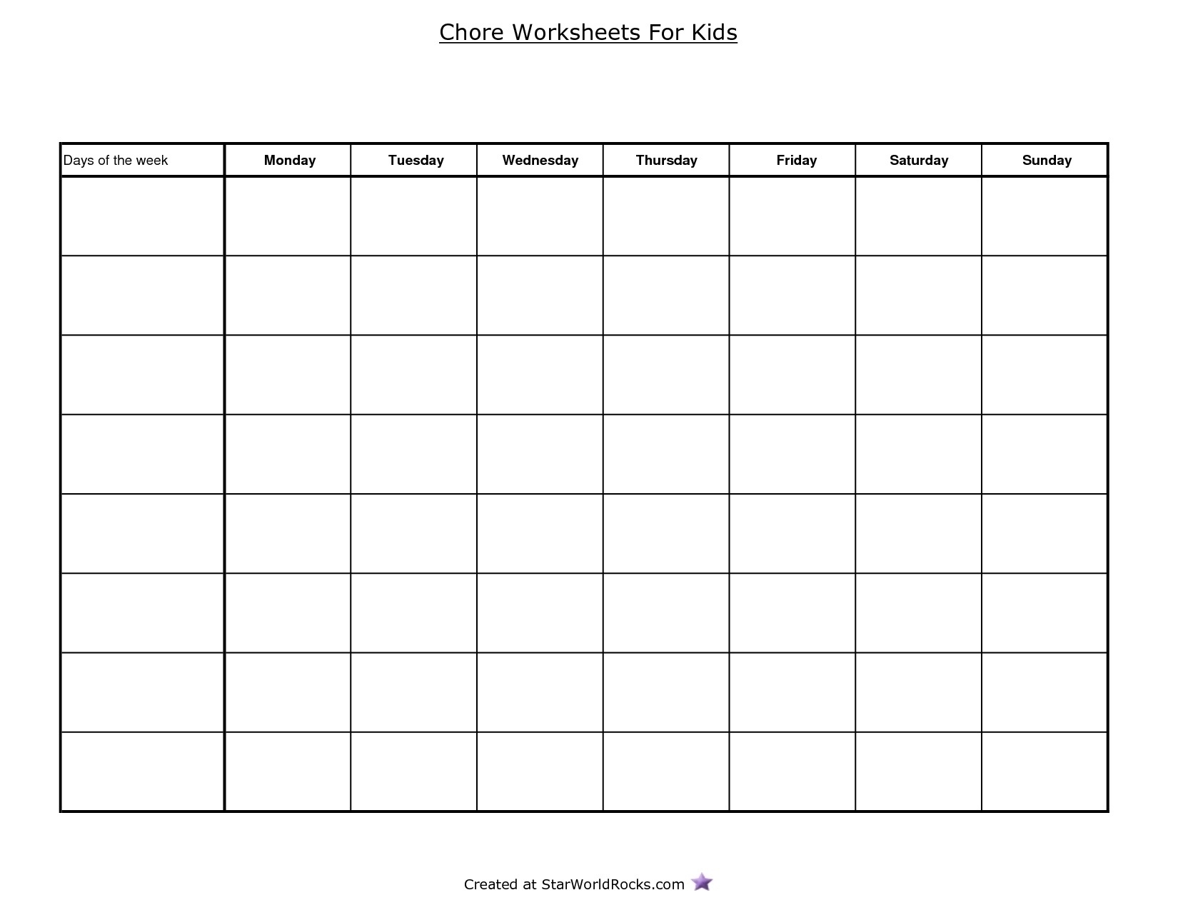 Free Printable Blank Charts And Graphs | Writings And Essays Corner intended for Printable Monday To Sunday Chart