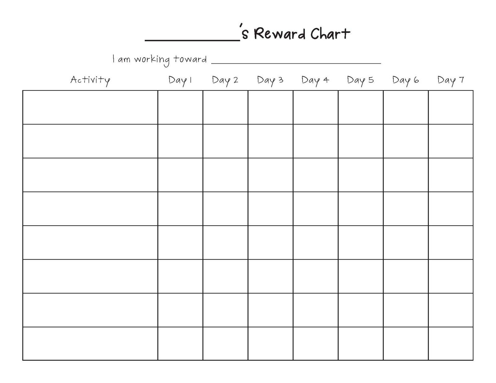 Free Printable Blank Charts | Printable Blank Charts Image Search for Blank Chore Calendar Printable Week Day 5