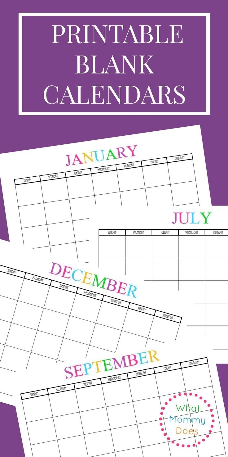 Free Printable Blank Monthly Calendars – 2018, 2019, 2020, 2021+ throughout Blank Bill Calendar Printable Colorful