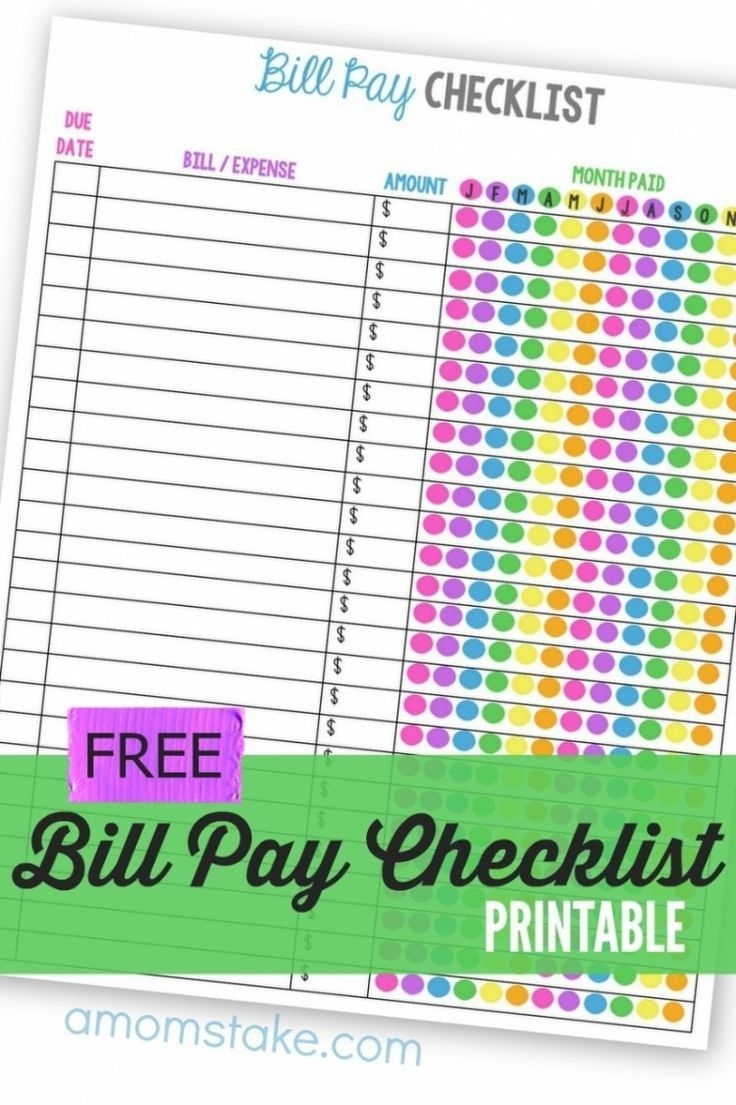 Free Printable Budget Worksheet - Monthly Bill Payment Checklist in Blank Monthly Bill Payment Worksheet