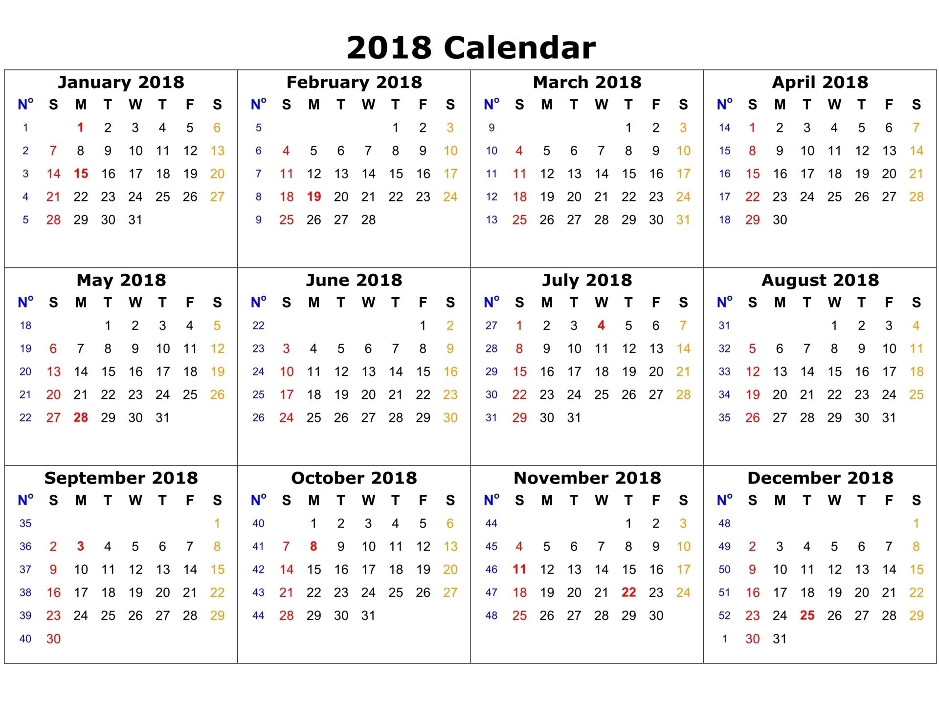 Free Printable Calendar 2018 | Printable Calendar | 2018 Calendar throughout 3 Month Printable Calendar Online