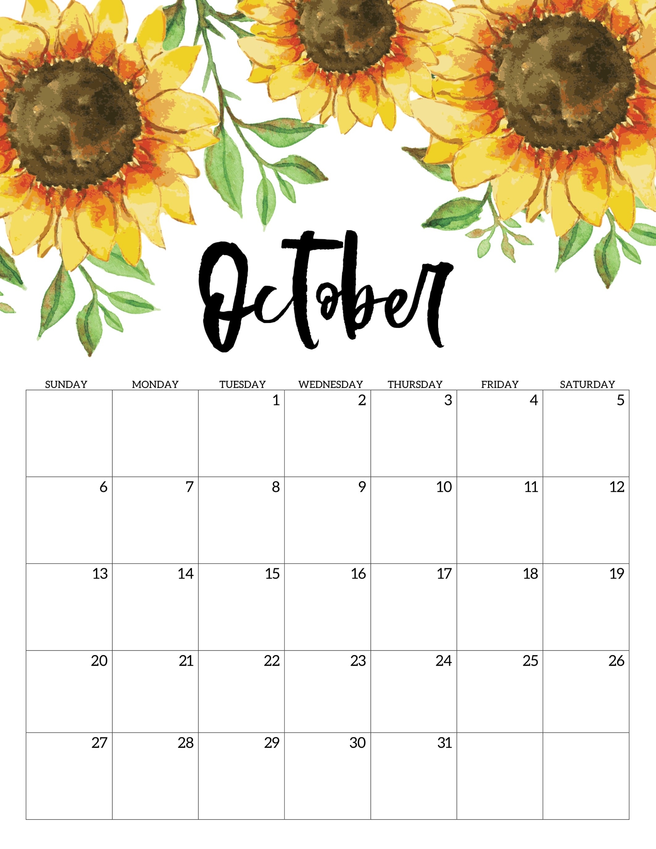 Free Printable Calendar 2019 - Floral - Paper Trail Design intended for Monthly Calendar Watercolor Floral Printable