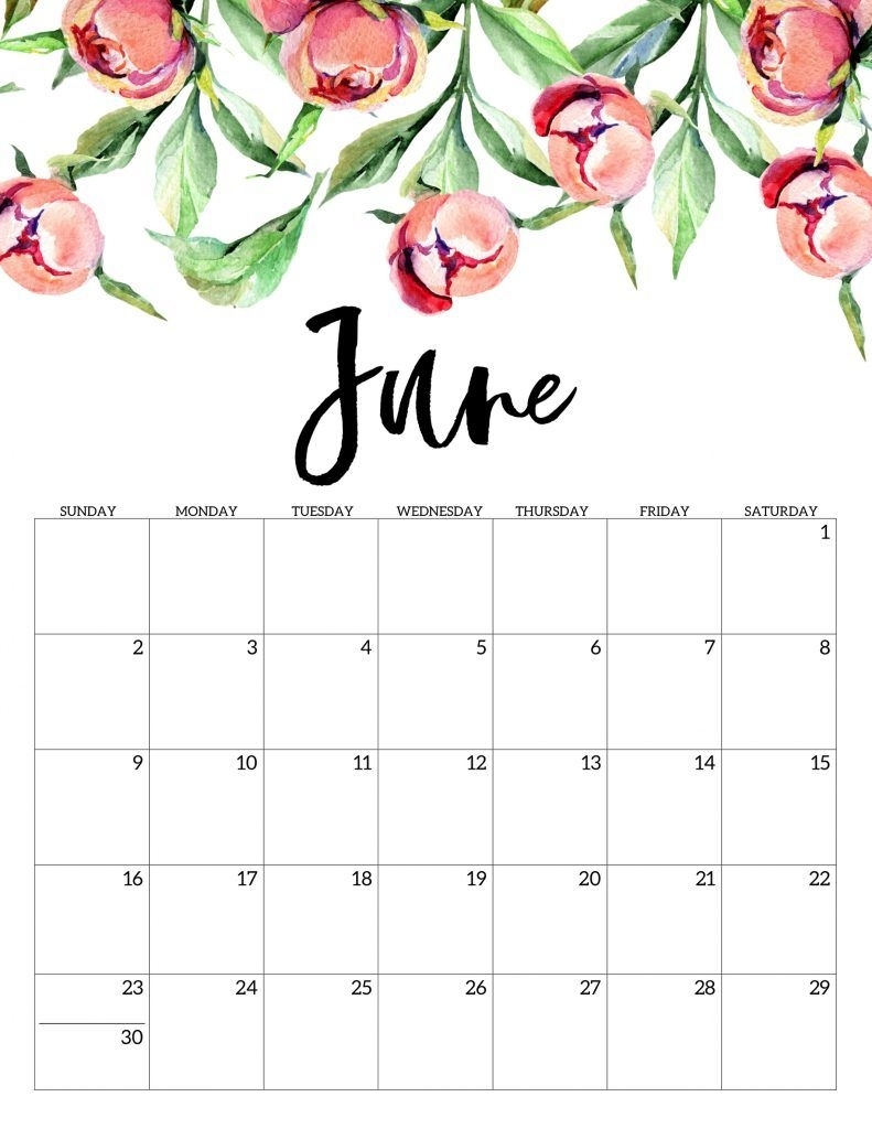 Free Printable Calendar 2019 - Floral | Room Stuffs | Free Printable with regard to Monthly Calendar Watercolor Floral Printable