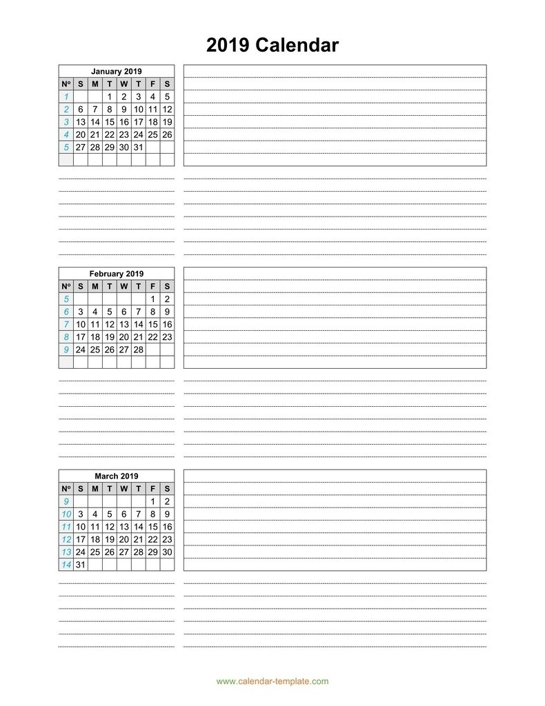 Free Printable Calendar 3 Months Per Page 2019 • Printable Blank inside Calendar Template 3 Months Per Page