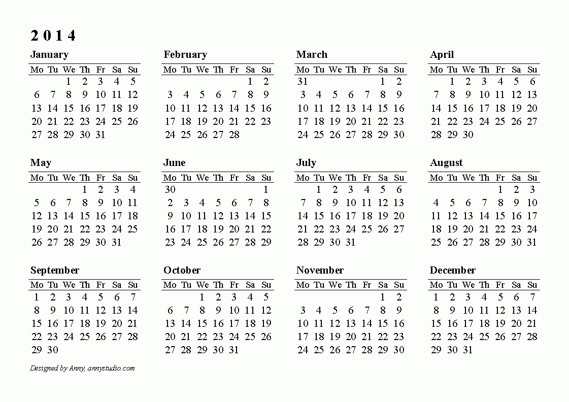 Month Calendar Beginning On Monday