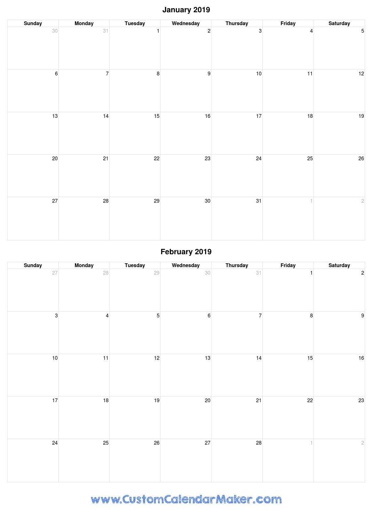 Free Printable Calendars, Blank Pdf Templates To Print A 2019 Calendar regarding August Calendar Printable 2 Month On One Page