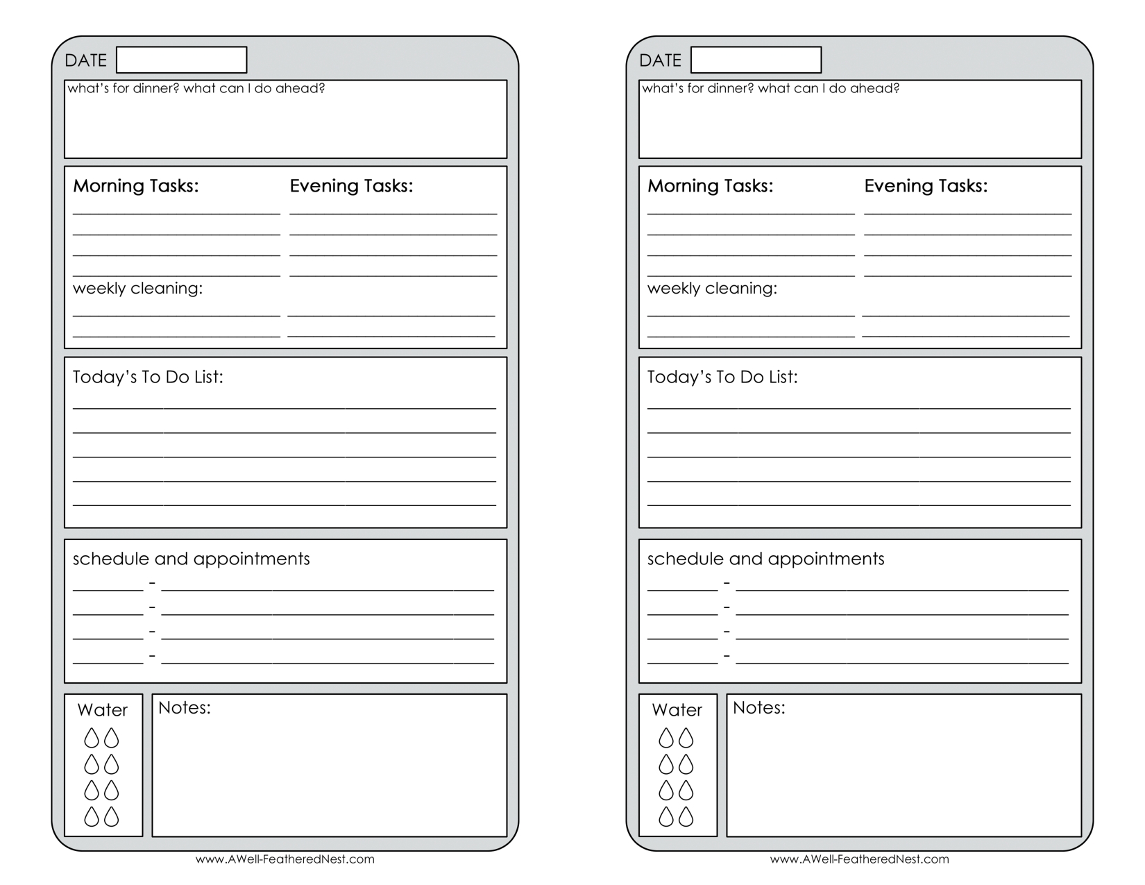 Free Printable Daily Planner | Planner Pages- Half Page | Planners inside Free Printable Daily Planner Page Half