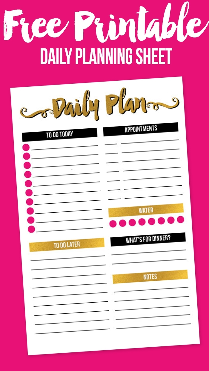Free Printable Daily Planning Page - I Heart Planners within Free Printable Daily Planner Page Half
