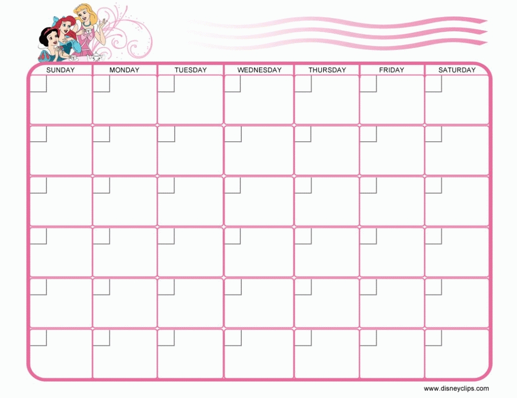 Disney Free Printable Monthly Calendar
