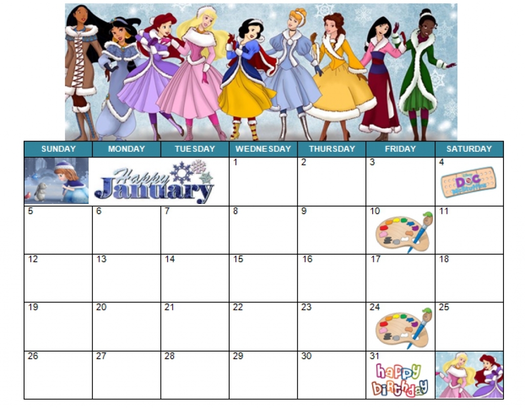 Disney Free Printable Monthly Calendar