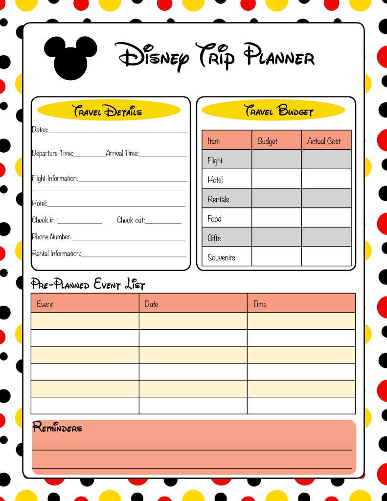 Free Printable Disney Vacation Planner | Disney 2018! | Viajes with Disney World Printable Planning Sheets