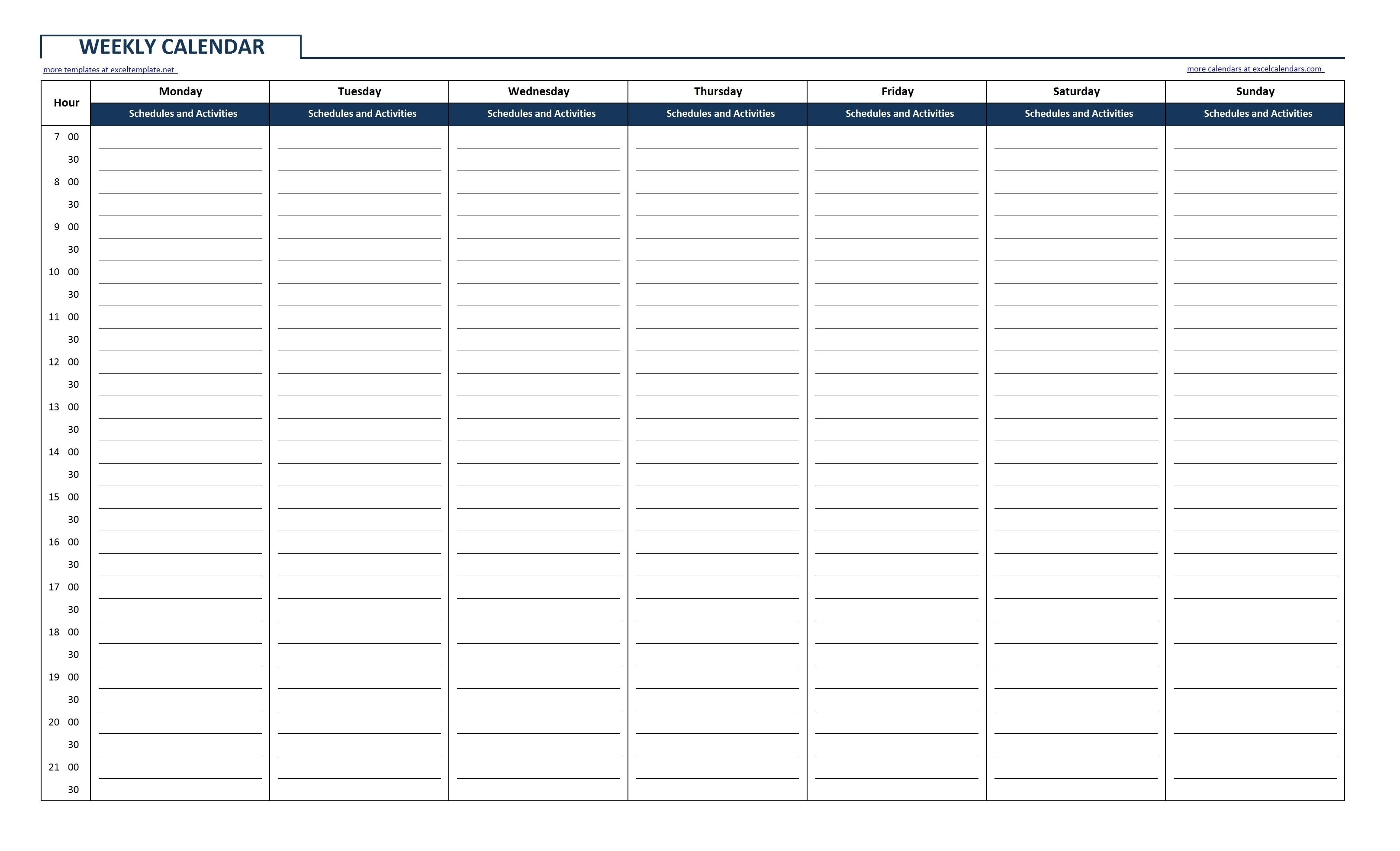 Free Printable Hourly Weekly Schedule Pdf | Template Calendar Printable with Free Printable Hourly Weekly Schedule Pdf