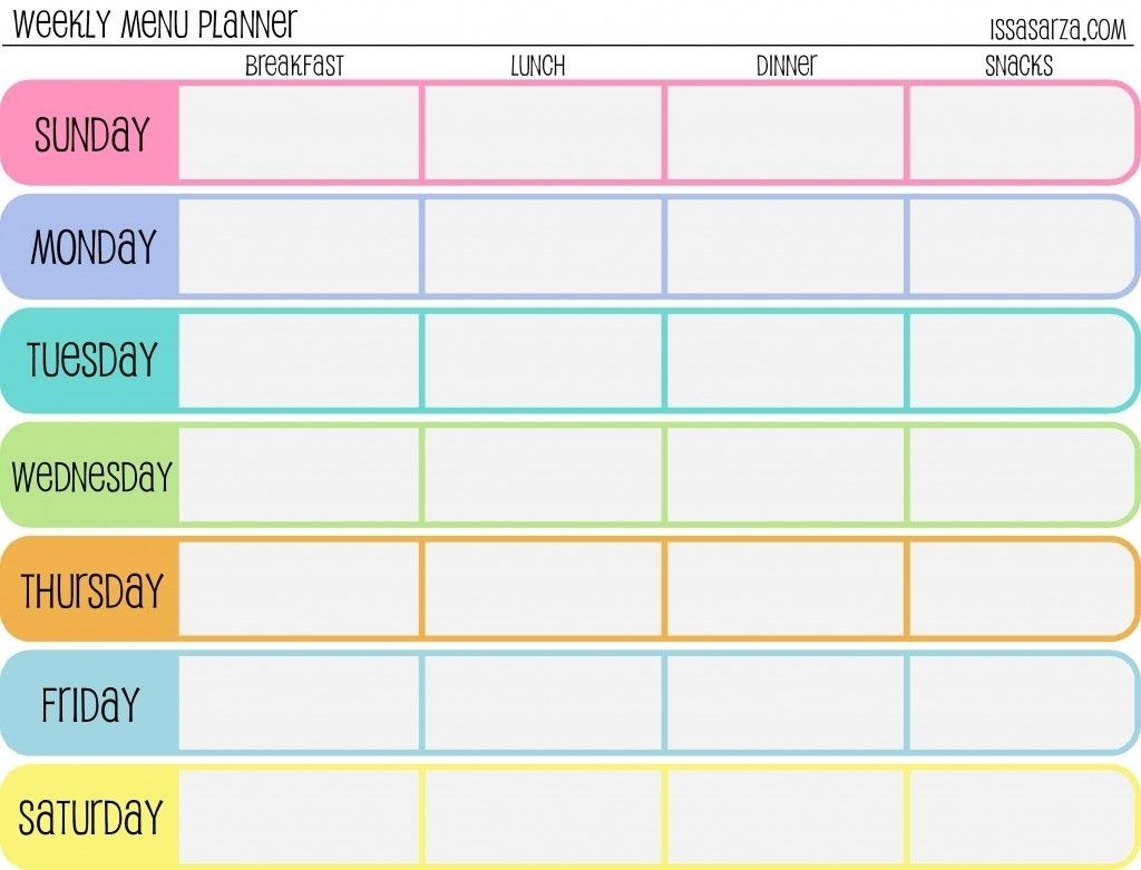 Free Printable Menu Planners E2 80 93 Fill In Day Of The Week Format with 7 Day Week Calendar Printable