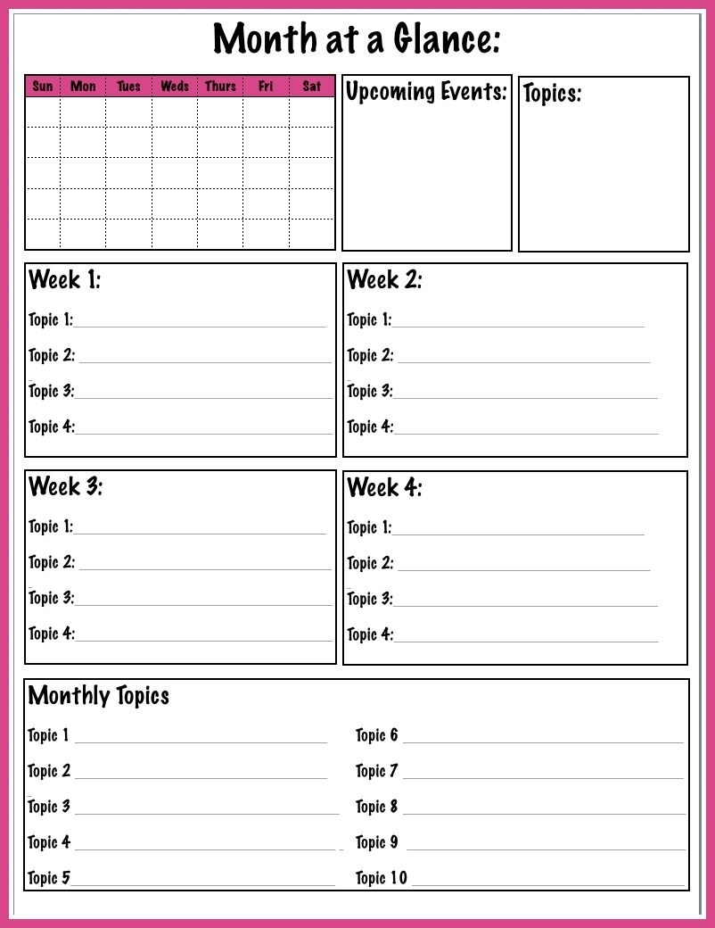 Free Printable Month At A Glance Blog Planner Page To Help Get intended for Month At A Glance Printable