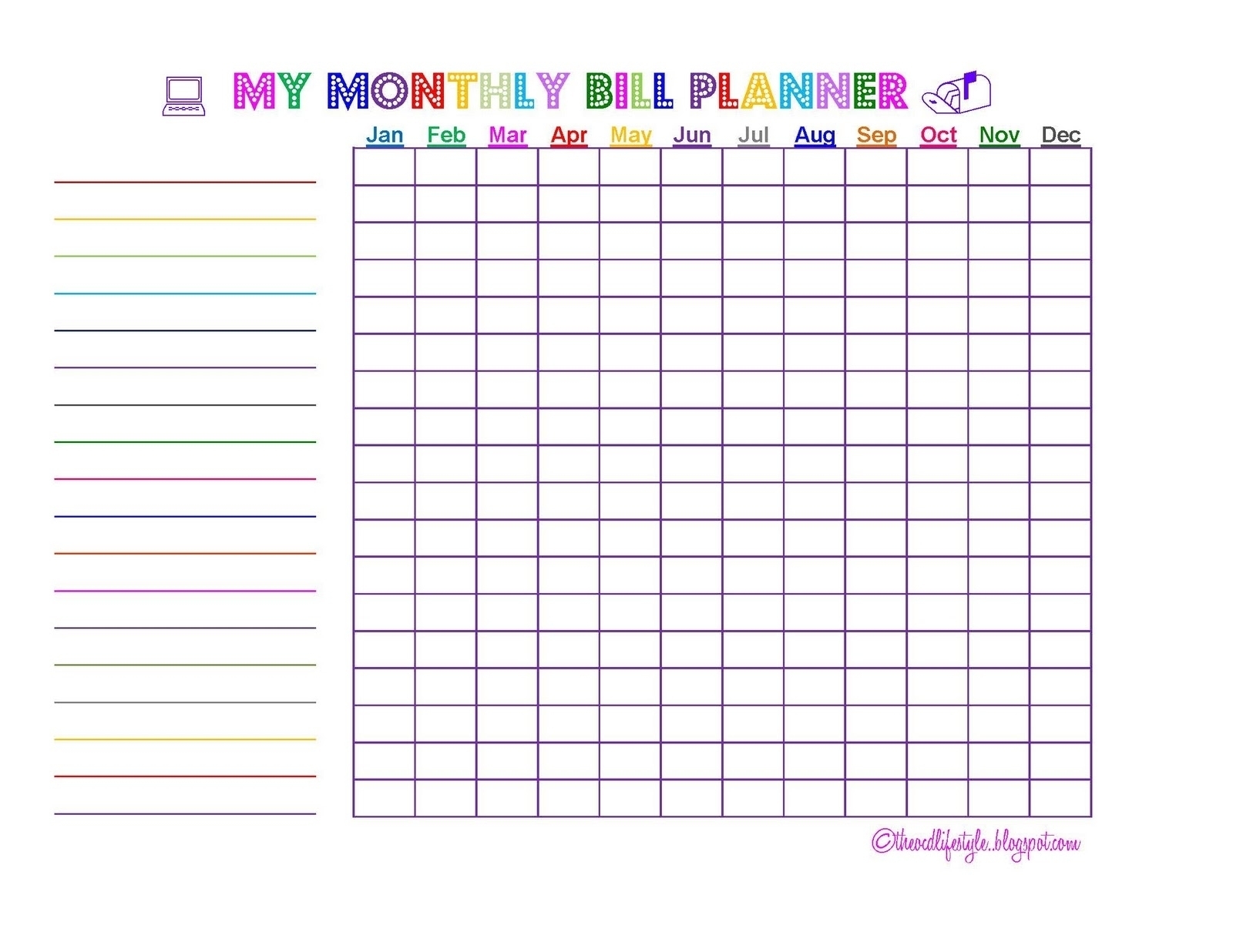 Free Printable Monthly Bill Chart | Template Calendar Printable throughout Free Printable Monthly Bill Chart