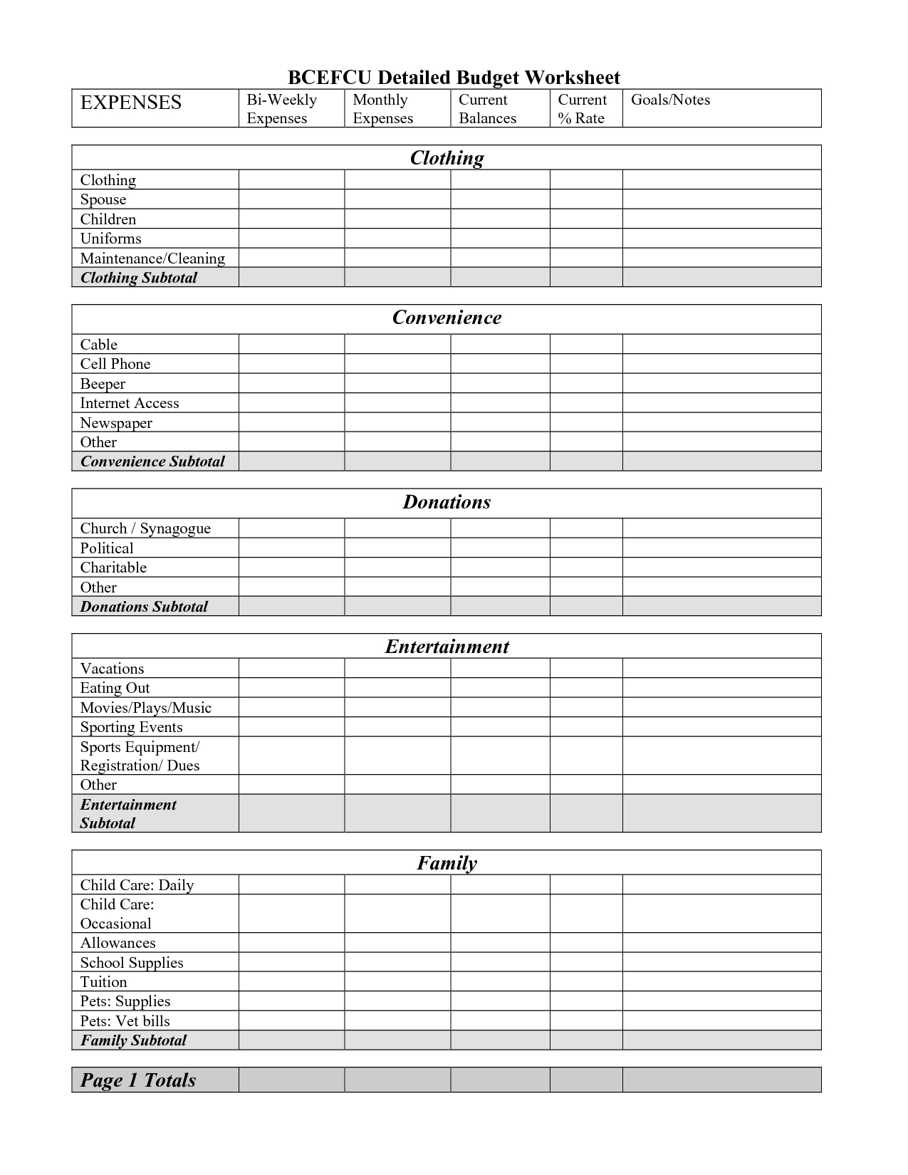 Free Printable Monthly Budget Worksheet |  Detailed Budget inside Free Printables For Monthly Bills