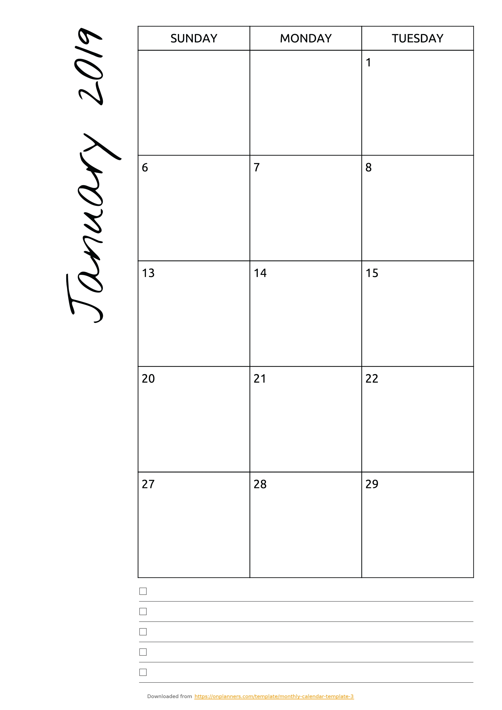 Free Printable Monthly Calendar With Notes Pdf Download regarding Blank Calendar Template With Notes