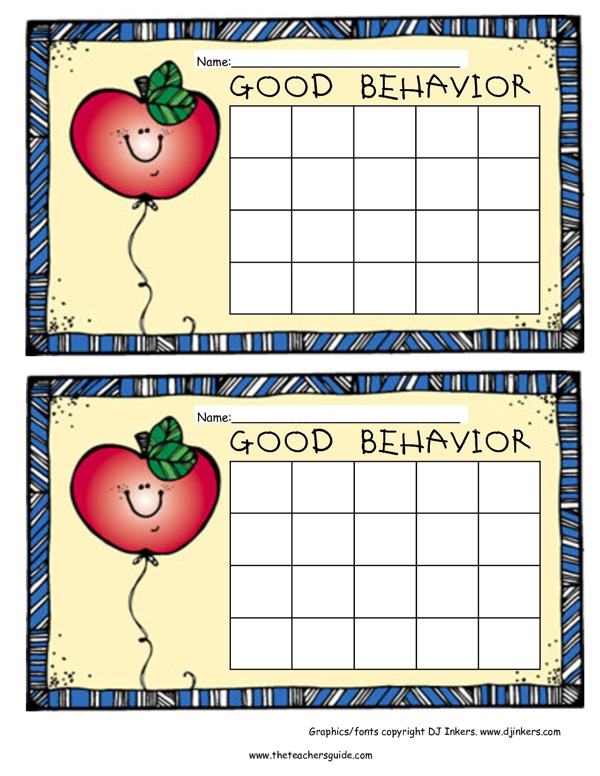 Free Printable Blank Behavior Charts