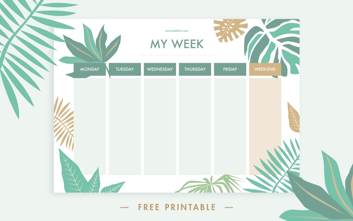 Free Printable: Tropical Weekly Planner. Start Your Week Fresh! pertaining to A Peek At The Week Free Printable Weekly Planner