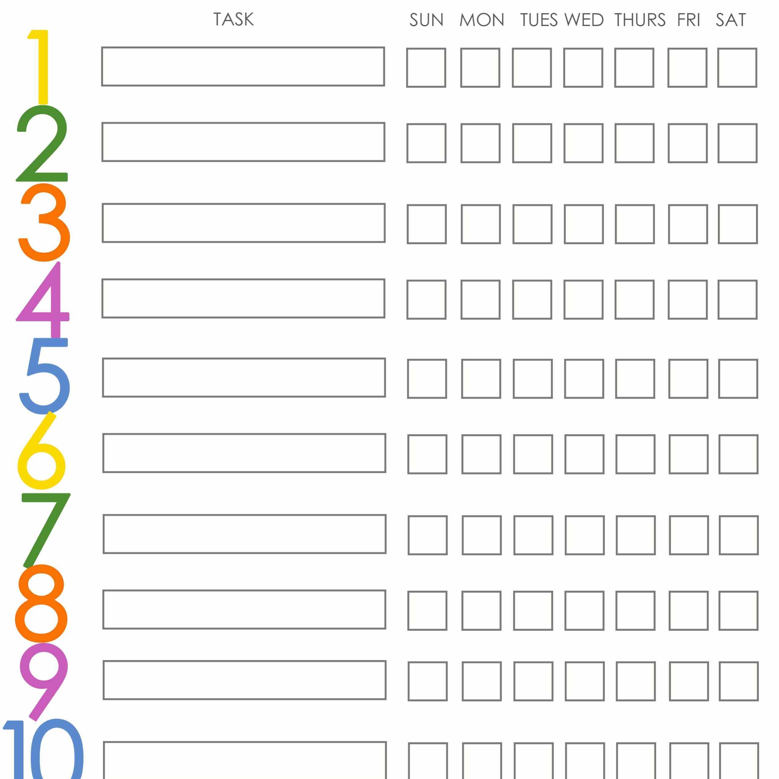 Free Printable Weekly Chore Charts within Blank Free Printable Star Charts Monday Thru Friday