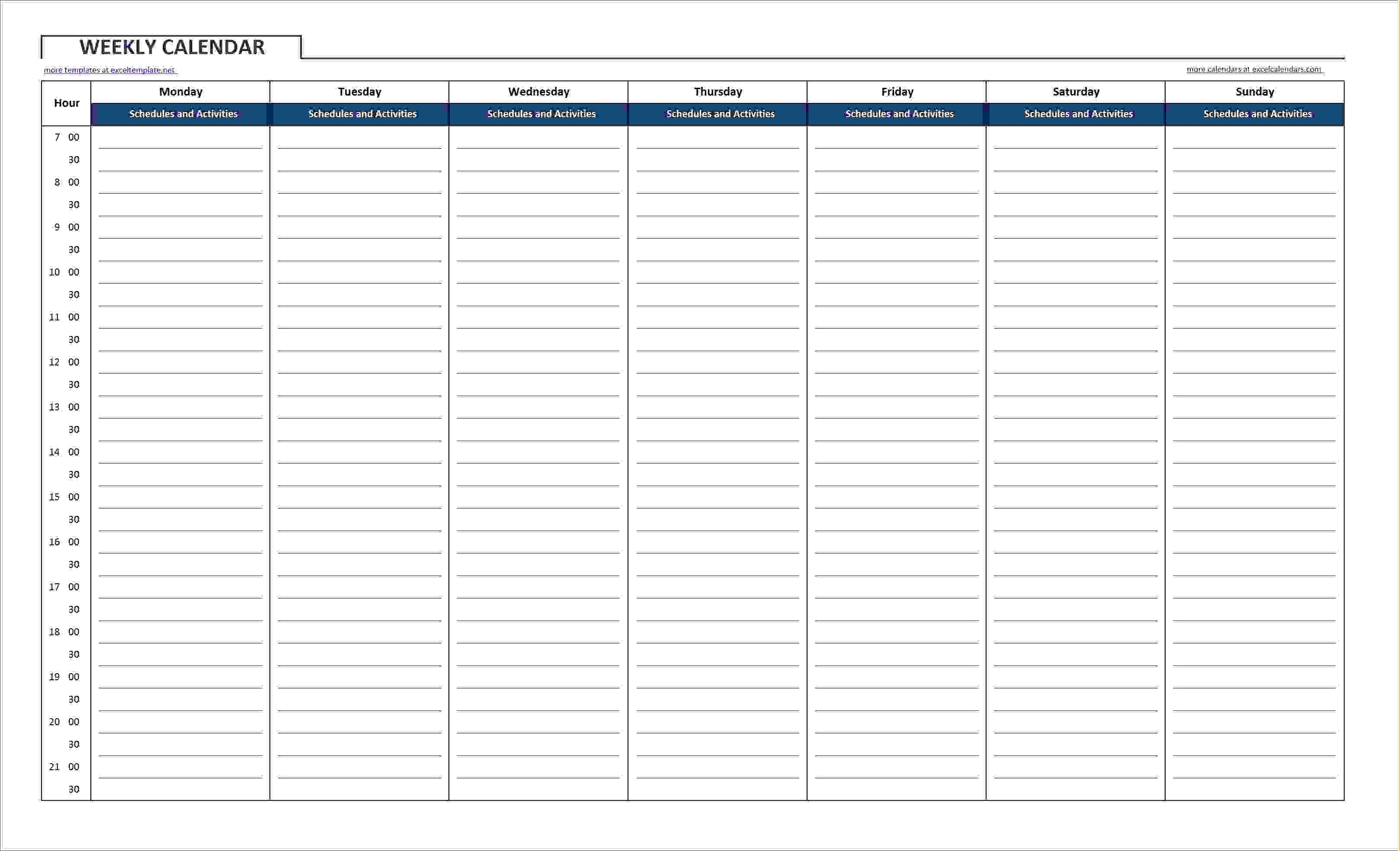 Free Printable Weekly Schedule Template Calendar Templates Preschool inside Weekly Calander Lesson Plan Template