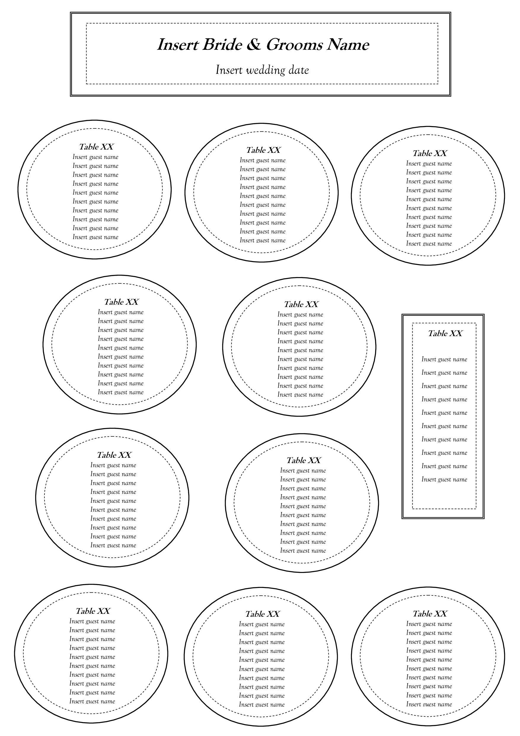 Free Table Seating Chart Template | Seating Charts In 2019 intended for Printable Church Seating Chart Template