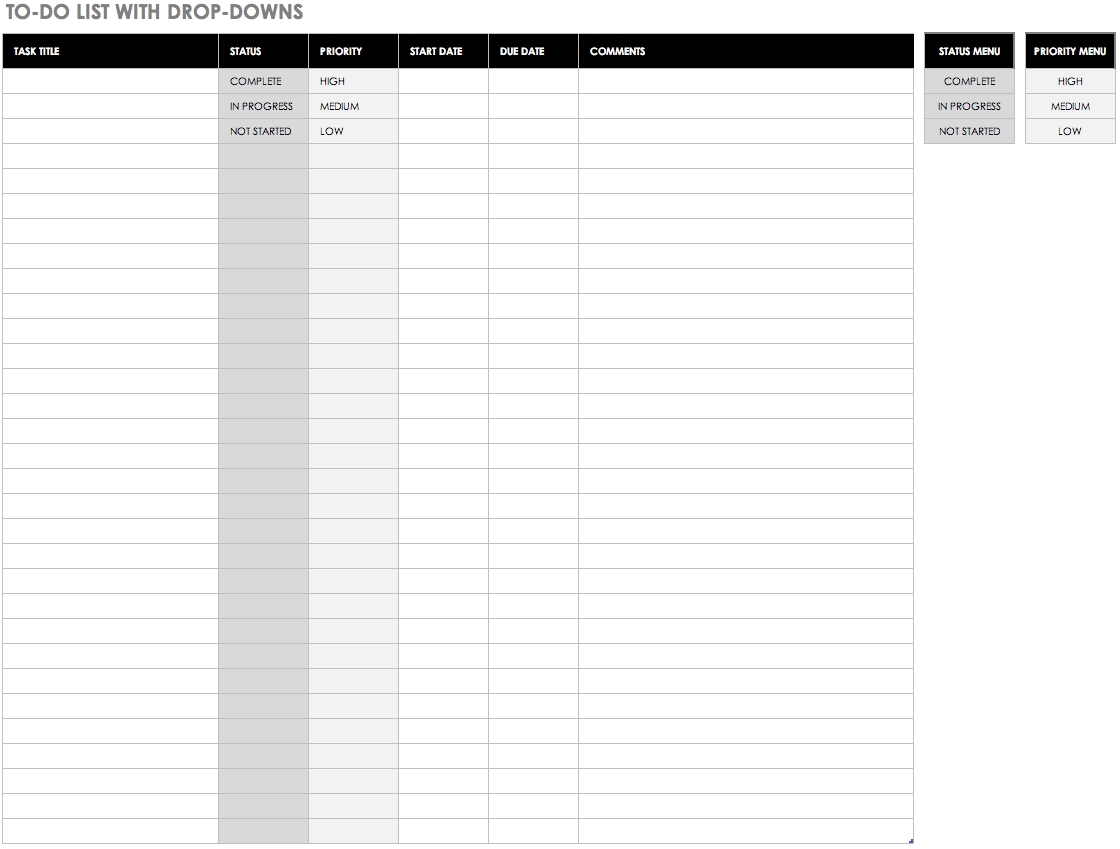 Free To Do List Templates In Excel intended for Planning Date Night Checklist Template