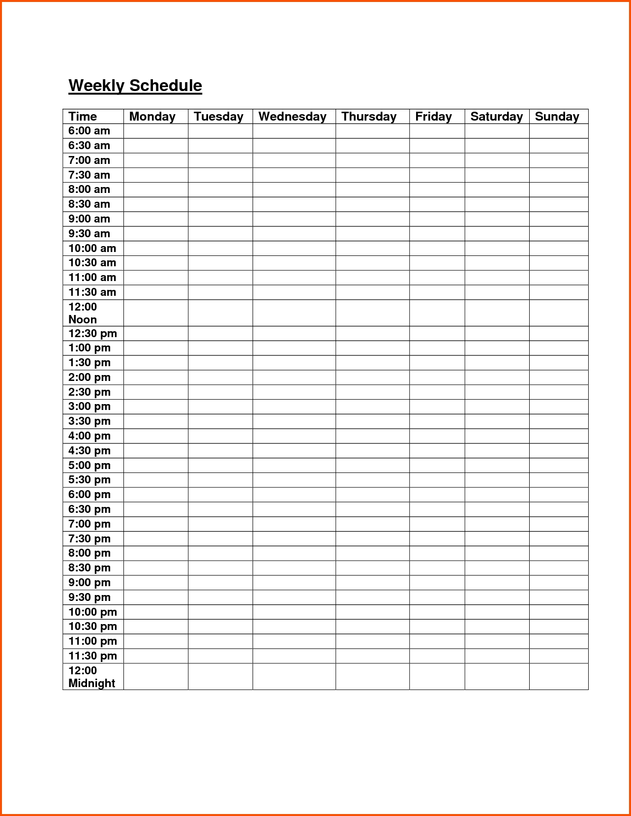 Free Weekly Class Schedule Template Excel #1 | Those Who Can, Teach intended for Blank Schedule Sheet With Times