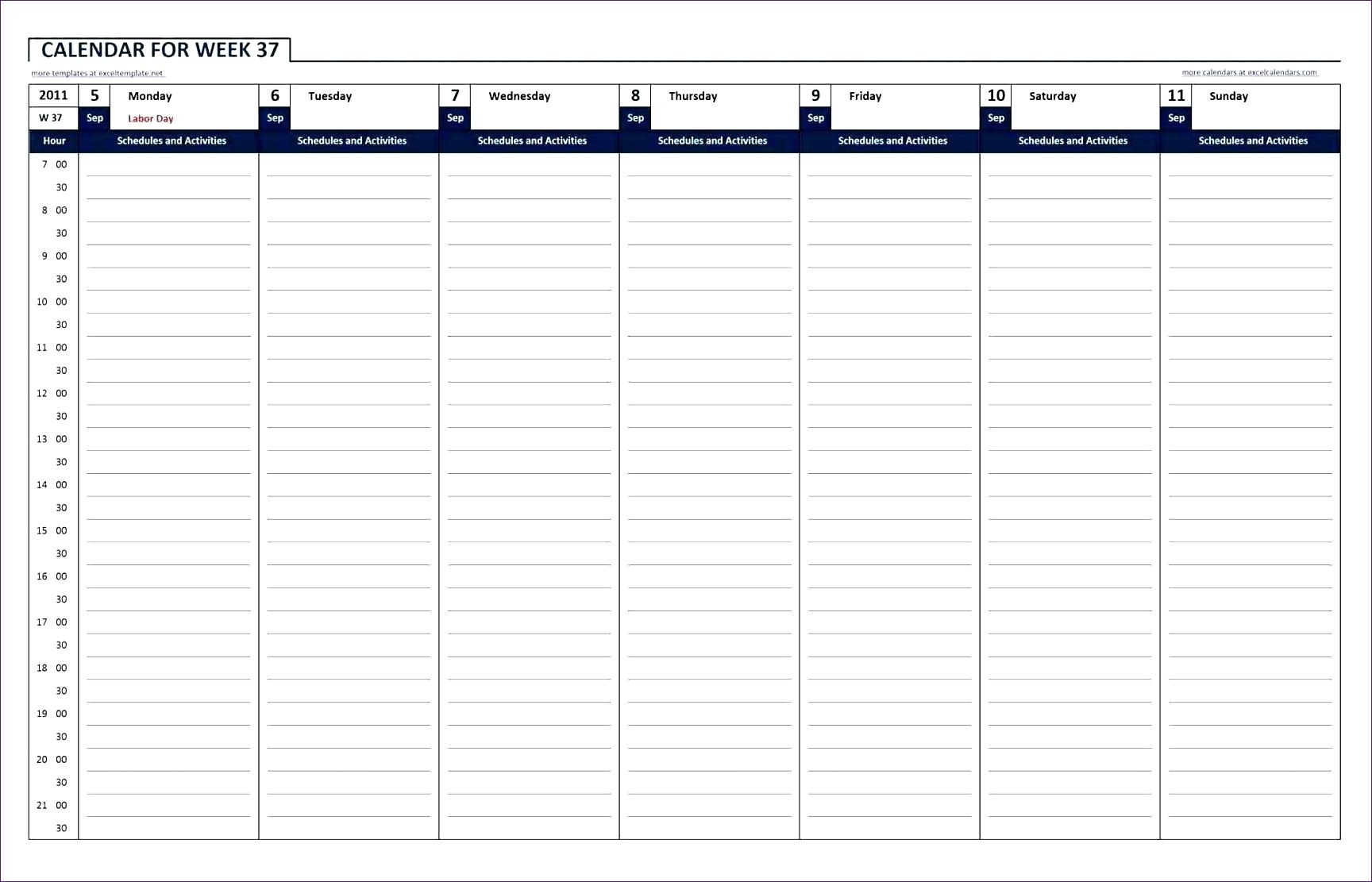 Weekly Calendar By Hour Printable