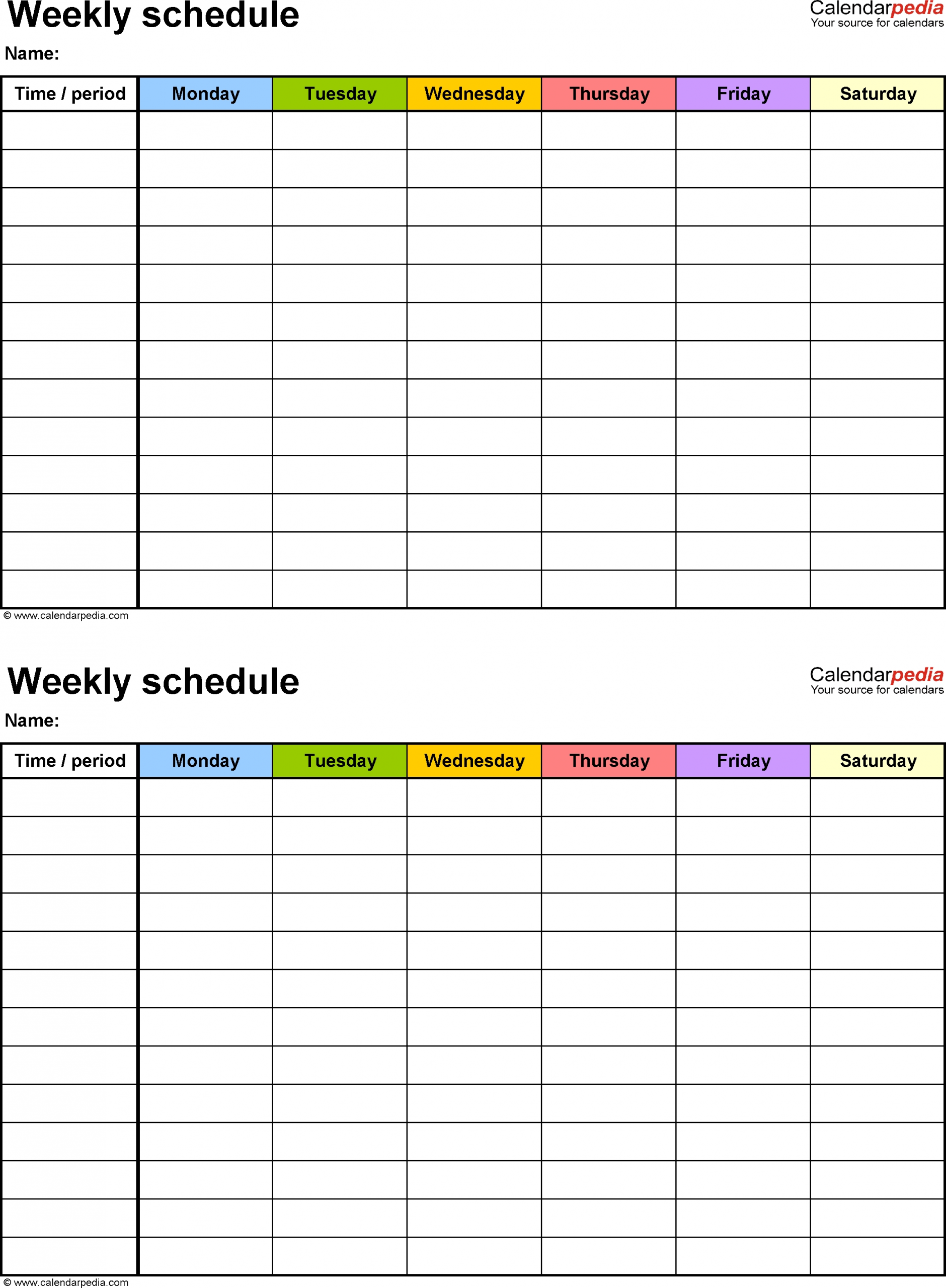 Free Weekly Schedule Templates For Word - 18 Templates for Days Of The Week Calendar Template