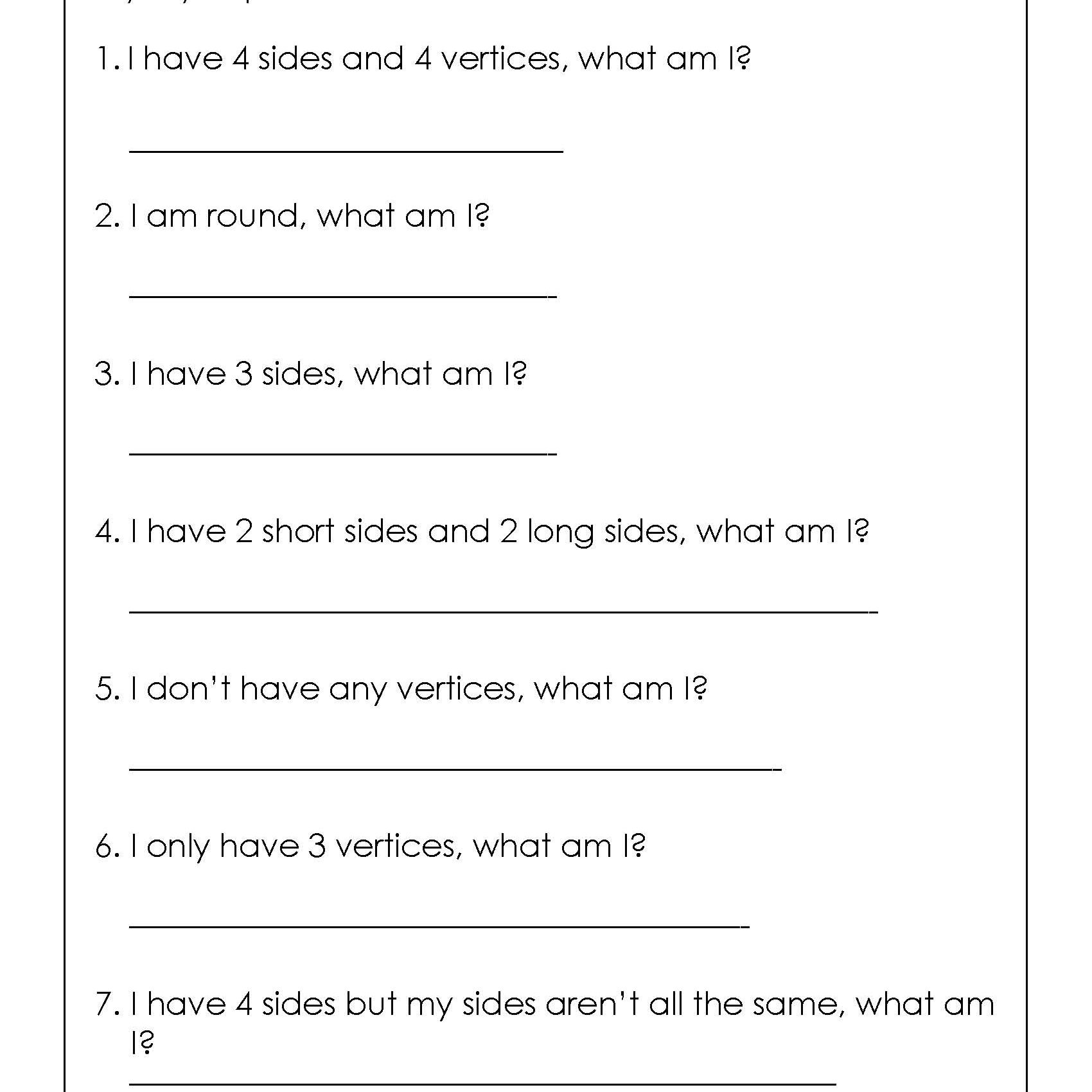 Geometry Worksheets For Students In 1St Grade inside Homework Pages For 1St Grade