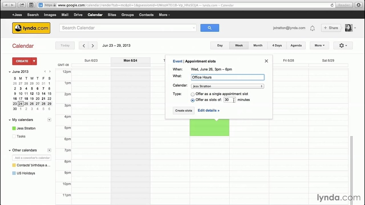 Google Calendar Tutorial: Creating Appointment Slots | Lynda regarding Schedule With 15 Minate Time Slots