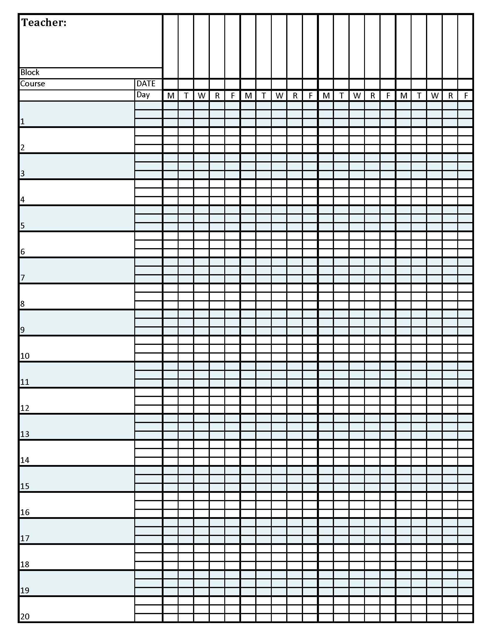 Print A Blank Spreadsheet 7 Rows