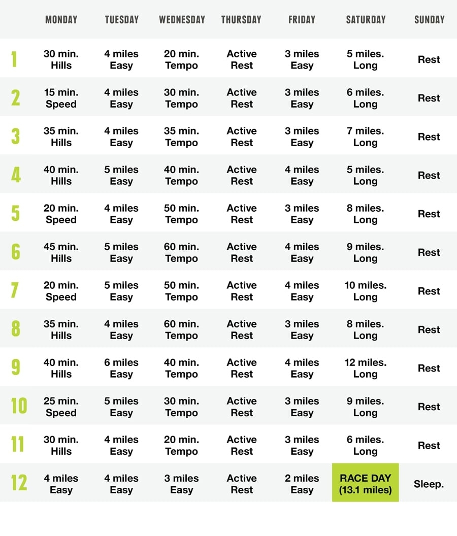 Half &amp; Full Trail Marathon Training Plans | Rei Expert Advice regarding 12 Week Blank Printable Calendar For Running