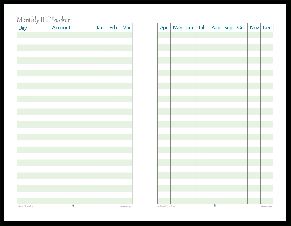 Half-Size Monthly Bill Tracker - Scattered Squirrel throughout Free Printable Monthly Bill Tracker