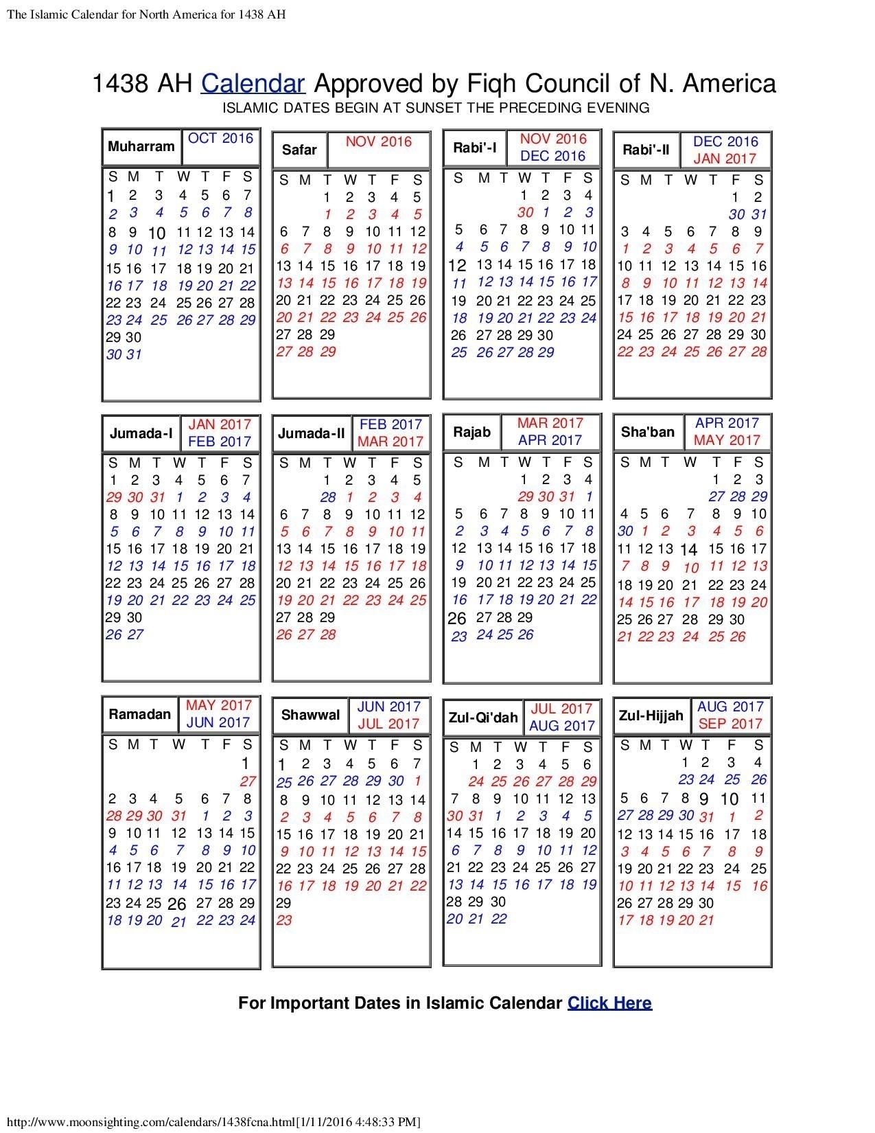 Hijri Calendar 1438 With Gregorian Calendar | Template Calendar for Islamic Year Hijri 1438 Images