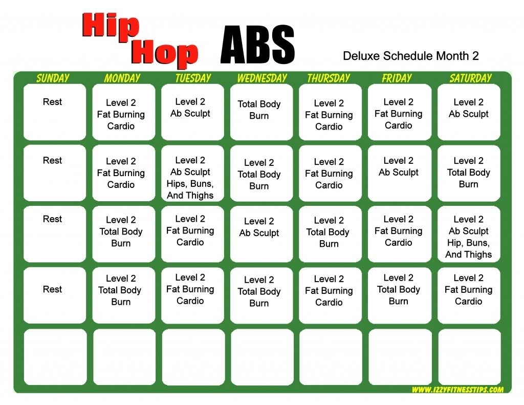 hip hop abs month 2 calendar pdf