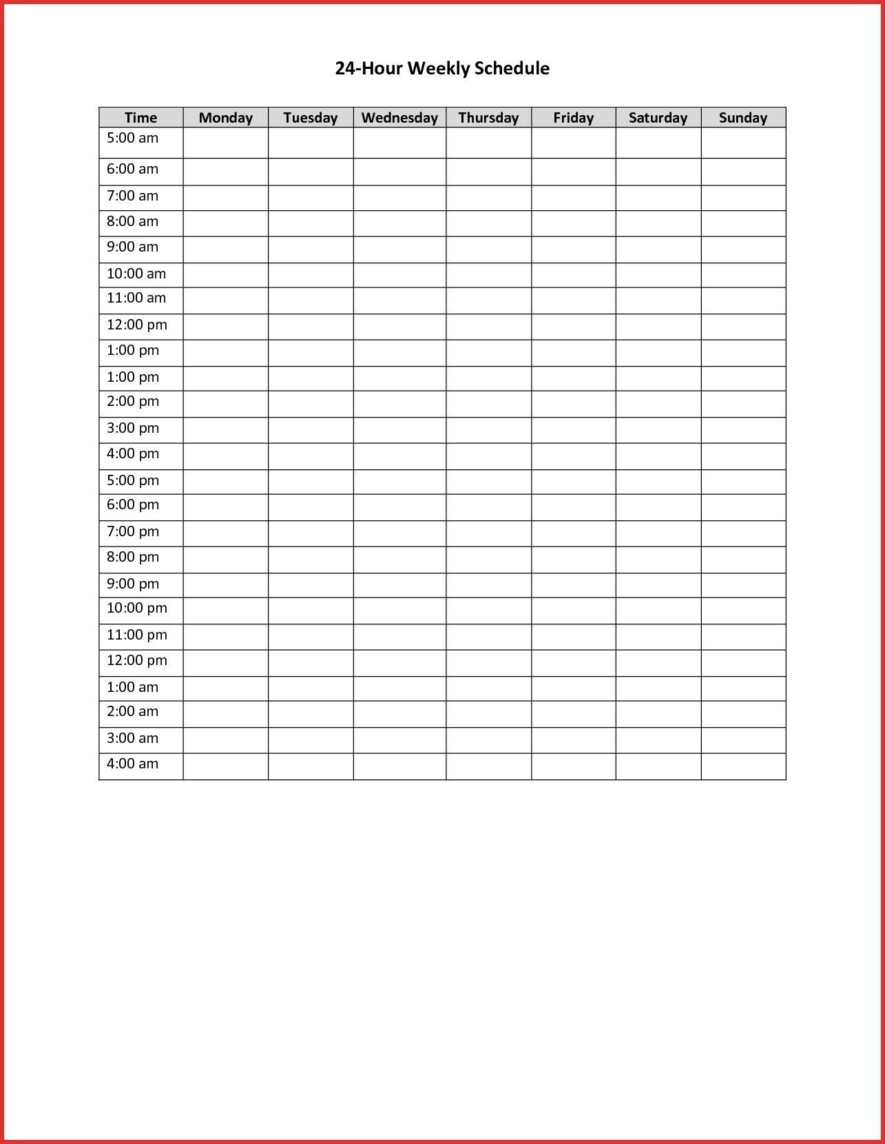 Hour Weekly Calendar Template Hola Klonec Co Schedule With Hours with regard to Weekly Calendar By Hour Printable